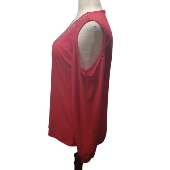 Alison Andrews Red Velvet Burnout Cold Shoulder XL NWT Party Blouse - Picture 4 of 8